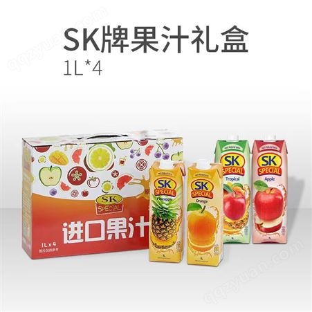 SK塞浦路斯进口水果汁批发橙菠萝桃苹果芒果梨葡萄果蔬汁饮料1L瓶