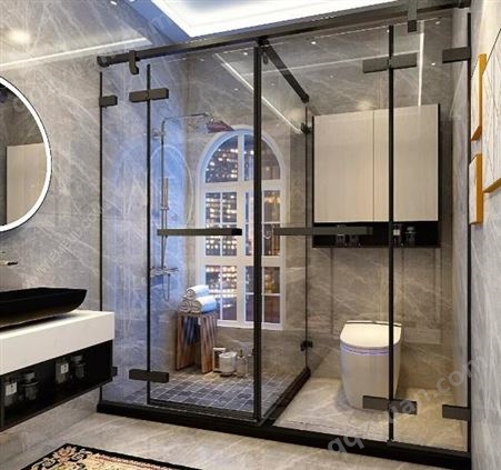 优创美装饰材料 淋浴房一字型, 整体 哑黑, 哑银, 亮银
