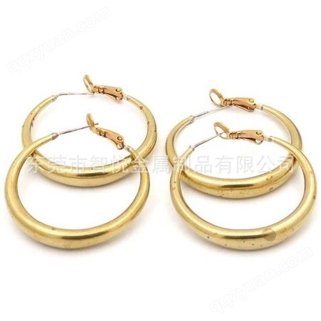 黄铜空心圆环耳圈时尚流行简约光面耳环饰品厂阿里在线来图订购