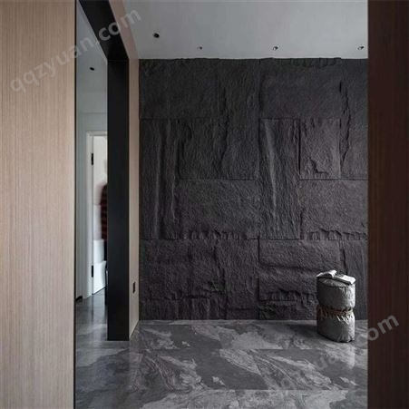 蘑菇石石材仿真轻质聚氨酯文化石防火保温黑色背景墙pu石皮